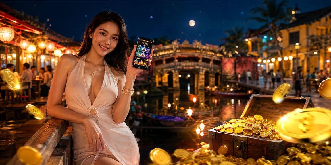 Không khí chợ đêm Hội An và người chơi theo dõi kèo esports trực tuyến