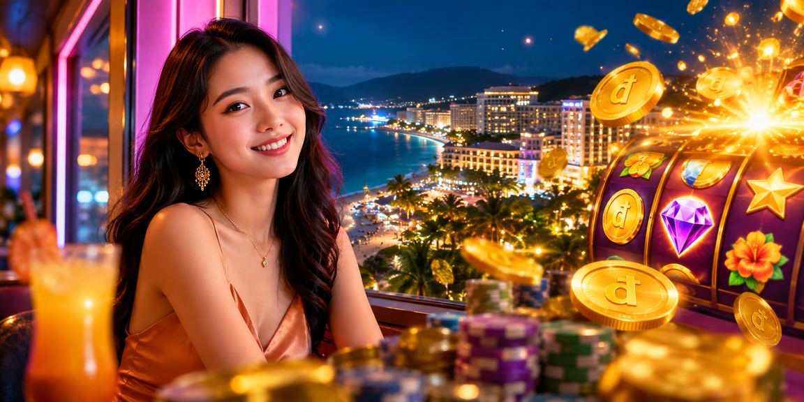 Người chơi tại Phú Quốc thư giãn với slot game trên điện thoại bên tách cà phê